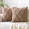 MIULEE Decorative Throw Pillow Covers Dark Grey 18×18 Inch Set of 2, Soft Plush Faux Wool Couch Cushion Covers Farmhouse Throw Pillows for Couch Bed Sofa Living Room(Khaki)