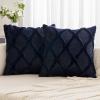 MIULEE Decorative Throw Pillow Covers Dark Grey 18×18 Inch Set of 2, Soft Plush Faux Wool Couch Cushion Covers Farmhouse Throw Pillows for Couch Bed Sofa Living Room(Navy Blue)