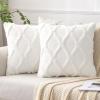 MIULEE Decorative Throw Pillow Covers Dark Grey 18×18 Inch Set of 2, Soft Plush Faux Wool Couch Cushion Covers Farmhouse Throw Pillows for Couch Bed Sofa Living Room(Cream White)
