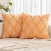 MIULEE Decorative Throw Pillow Covers Dark Grey 18×18 Inch Set of 2, Soft Plush Faux Wool Couch Cushion Covers Farmhouse Throw Pillows for Couch Bed Sofa Living Room(Orange)