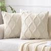 MIULEE Decorative Throw Pillow Covers Dark Grey 18×18 Inch Set of 2, Soft Plush Faux Wool Couch Cushion Covers Farmhouse Throw Pillows for Couch Bed Sofa Living Room(Beige)