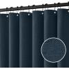 MIULEE Extra Long Linen Shower Curtain 96 Inches Long with 12 Metal Hooks Washable Beige Fabric Shower Curtain Set Waterproof Neutral Thick Cloth Shower Curtains for Bathroom Hotel Bathtub, Cream(Navy Blue)