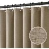 MIULEE Extra Long Linen Shower Curtain 96 Inches Long with 12 Metal Hooks Washable Beige Fabric Shower Curtain Set Waterproof Neutral Thick Cloth Shower Curtains for Bathroom Hotel Bathtub, Cream(Khaki)