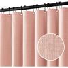 MIULEE Extra Long Linen Shower Curtain 96 Inches Long with 12 Metal Hooks Washable Beige Fabric Shower Curtain Set Waterproof Neutral Thick Cloth Shower Curtains for Bathroom Hotel Bathtub, Cream(Blush Pink)