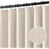 MIULEE Extra Long Linen Shower Curtain 96 Inches Long with 12 Metal Hooks Washable Beige Fabric Shower Curtain Set Waterproof Neutral Thick Cloth Shower Curtains for Bathroom Hotel Bathtub, Cream(Cream)