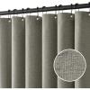 MIULEE Extra Long Linen Shower Curtain 96 Inches Long with 12 Metal Hooks Washable Beige Fabric Shower Curtain Set Waterproof Neutral Thick Cloth Shower Curtains for Bathroom Hotel Bathtub, Cream(Grey)