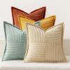MIULEE Fall Burnt Orange Green Throw Pillow Covers 18×18 Inch 4 Packs Soft Boho Decorative Color-Clash Pillow Cases Modern Farmhouse Cushion Cases for Couch Sofa Bed Corduroy Striped Home Decor(Teal Orange)