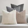 MIULEE Faux Fur Plush Decorative Throw Pillow Covers 18×18 Set of 4, Boho Farmhouse Soft Fuzzy Striped Cushion Covers for Sofa Couch Bed Living Room Vintage Rustic Home Decor,Grey Taupe(Grey Brown)