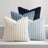 MIULEE Faux Fur Plush Decorative Throw Pillow Covers 18×18 Set of 4, Boho Farmhouse Soft Fuzzy Striped Cushion Covers for Sofa Couch Bed Living Room Vintage Rustic Home Decor,Grey Taupe(Navy Blue)