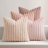 MIULEE Faux Fur Plush Decorative Throw Pillow Covers 18×18 Set of 4, Boho Farmhouse Soft Fuzzy Striped Cushion Covers for Sofa Couch Bed Living Room Vintage Rustic Home Decor,Grey Taupe(Pink)