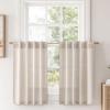 MIULEE Faux Linen Curtains 84 Inch Length 2 Panels Natural Burnt Orange Semi Sheer Curtain with Back Tab Rod Pocket, Light Filtering Window Privacy Burlap Drapes for Living Room Bedroom 42W x 84L(Beige)