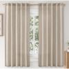 MIULEE Faux Linen Curtains 84 Inch Length 2 Panels Natural Burnt Orange Semi Sheer Curtain with Back Tab Rod Pocket, Light Filtering Window Privacy Burlap Drapes for Living Room Bedroom 42W x 84L(Khaki)