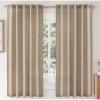 MIULEE Faux Linen Curtains 84 Inch Length 2 Panels Natural Burnt Orange Semi Sheer Curtain with Back Tab Rod Pocket, Light Filtering Window Privacy Burlap Drapes for Living Room Bedroom 42W x 84L(Copper Brown)