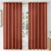 MIULEE Faux Linen Curtains 84 Inch Length 2 Panels Natural Burnt Orange Semi Sheer Curtain with Back Tab Rod Pocket, Light Filtering Window Privacy Burlap Drapes for Living Room Bedroom 42W x 84L(Burnt Orange)