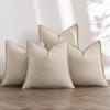 MIULEE Green and White Pillow Covers Pack of 4 Christmas Decorative Natural Solid Throw Pillow Covers Soft Accent Boho Farmhouse Couch Pillowcases Modern Decor for Living Room Bed Sofa 18×18 Inch(Beige)