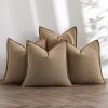 MIULEE Green and White Pillow Covers Pack of 4 Christmas Decorative Natural Solid Throw Pillow Covers Soft Accent Boho Farmhouse Couch Pillowcases Modern Decor for Living Room Bed Sofa 18×18 Inch(Khaki)