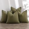 MIULEE Green and White Pillow Covers Pack of 4 Christmas Decorative Natural Solid Throw Pillow Covers Soft Accent Boho Farmhouse Couch Pillowcases Modern Decor for Living Room Bed Sofa 18×18 Inch(Olive Green)