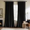 MIULEE Hot Pink Velvet Curtains 84 inches 2 Panels – Luxury Room Darkening Window Drapes for Bedroom Living Room Thermal Insulated Super Soft Blackout, Back Tab Rod Pocket Pinch Pleated, W52 x L84(Black)
