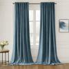 MIULEE Hot Pink Velvet Curtains 84 inches 2 Panels – Luxury Room Darkening Window Drapes for Bedroom Living Room Thermal Insulated Super Soft Blackout, Back Tab Rod Pocket Pinch Pleated, W52 x L84(Stone Blue)