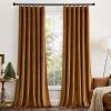 MIULEE Hot Pink Velvet Curtains 84 inches 2 Panels – Luxury Room Darkening Window Drapes for Bedroom Living Room Thermal Insulated Super Soft Blackout, Back Tab Rod Pocket Pinch Pleated, W52 x L84(Golden Brown)