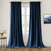 MIULEE Hot Pink Velvet Curtains 84 inches 2 Panels – Luxury Room Darkening Window Drapes for Bedroom Living Room Thermal Insulated Super Soft Blackout, Back Tab Rod Pocket Pinch Pleated, W52 x L84(Navy Blue)