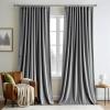 MIULEE Hot Pink Velvet Curtains 84 inches 2 Panels – Luxury Room Darkening Window Drapes for Bedroom Living Room Thermal Insulated Super Soft Blackout, Back Tab Rod Pocket Pinch Pleated, W52 x L84(Grey)
