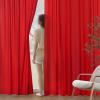 MIULEE Hunter Green Privacy Sheer Curtains That Let Light in 84 Inches Long Non-See-Through Semi Sheer Curtain Light Filtering Window Curtains Christmas Drapes for Living Room Bedroom 2 Panels Set(Red)