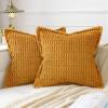 MIULEE Light Grey Corduroy Decorative Throw Pillow Covers Pack of 2 Soft Striped Pillows Pillowcases with Broad Edge Winter Modern Boho Home Decor for Couch Sofa Bed 18×18 Inch(Gold Yellow)