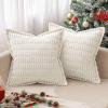 MIULEE Light Grey Corduroy Decorative Throw Pillow Covers Pack of 2 Soft Striped Pillows Pillowcases with Broad Edge Winter Modern Boho Home Decor for Couch Sofa Bed 18×18 Inch(Pure White)