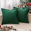 MIULEE Light Grey Corduroy Decorative Throw Pillow Covers Pack of 2 Soft Striped Pillows Pillowcases with Broad Edge Winter Modern Boho Home Decor for Couch Sofa Bed 18×18 Inch(Green)