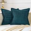 MIULEE Light Grey Corduroy Decorative Throw Pillow Covers Pack of 2 Soft Striped Pillows Pillowcases with Broad Edge Winter Modern Boho Home Decor for Couch Sofa Bed 18×18 Inch(Teal)