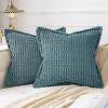 MIULEE Light Grey Corduroy Decorative Throw Pillow Covers Pack of 2 Soft Striped Pillows Pillowcases with Broad Edge Winter Modern Boho Home Decor for Couch Sofa Bed 18×18 Inch(Blue Gray)