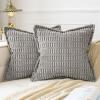 MIULEE Light Grey Corduroy Decorative Throw Pillow Covers Pack of 2 Soft Striped Pillows Pillowcases with Broad Edge Winter Modern Boho Home Decor for Couch Sofa Bed 18×18 Inch(Light Grey)