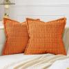 MIULEE Light Grey Corduroy Decorative Throw Pillow Covers Pack of 2 Soft Striped Pillows Pillowcases with Broad Edge Winter Modern Boho Home Decor for Couch Sofa Bed 18×18 Inch(Orange)