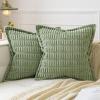 MIULEE Light Grey Corduroy Decorative Throw Pillow Covers Pack of 2 Soft Striped Pillows Pillowcases with Broad Edge Winter Modern Boho Home Decor for Couch Sofa Bed 18×18 Inch(Sage Green)