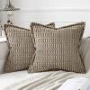 MIULEE Light Grey Corduroy Decorative Throw Pillow Covers Pack of 2 Soft Striped Pillows Pillowcases with Broad Edge Winter Modern Boho Home Decor for Couch Sofa Bed 18×18 Inch(Light Brown)