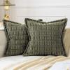 MIULEE Light Grey Corduroy Decorative Throw Pillow Covers Pack of 2 Soft Striped Pillows Pillowcases with Broad Edge Winter Modern Boho Home Decor for Couch Sofa Bed 18×18 Inch(Olive Green)