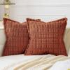 MIULEE Light Grey Corduroy Decorative Throw Pillow Covers Pack of 2 Soft Striped Pillows Pillowcases with Broad Edge Winter Modern Boho Home Decor for Couch Sofa Bed 18×18 Inch(Rust)