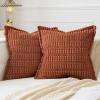 MIULEE Light Grey Corduroy Decorative Throw Pillow Covers Pack of 2 Soft Striped Pillows Pillowcases with Broad Edge Winter Modern Boho Home Decor for Couch Sofa Bed 18×18 Inch(Dark Rust)