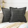 MIULEE Light Grey Corduroy Decorative Throw Pillow Covers Pack of 2 Soft Striped Pillows Pillowcases with Broad Edge Winter Modern Boho Home Decor for Couch Sofa Bed 18×18 Inch(Dark Grey)