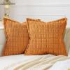 MIULEE Light Grey Corduroy Decorative Throw Pillow Covers Pack of 2 Soft Striped Pillows Pillowcases with Broad Edge Winter Modern Boho Home Decor for Couch Sofa Bed 18×18 Inch(Burnt Orange)