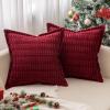 MIULEE Light Grey Corduroy Decorative Throw Pillow Covers Pack of 2 Soft Striped Pillows Pillowcases with Broad Edge Winter Modern Boho Home Decor for Couch Sofa Bed 18×18 Inch(Burgundy)