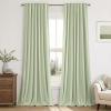 MIULEE Linen 100% Blackout Curtains 90 Inch Long 2 Panels, Back Tab Pleated Hook Belt Clip Rings Thermal Insulated Drapes for Bedroom Living Room Ivory Natural Farmhouse Black Out Window Curtains(Sage Green)