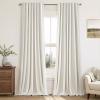 MIULEE Linen 100% Blackout Curtains 90 Inch Long 2 Panels, Back Tab Pleated Hook Belt Clip Rings Thermal Insulated Drapes for Bedroom Living Room Ivory Natural Farmhouse Black Out Window Curtains(Natural)