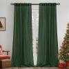 MIULEE Linen Curtains 96 Inch Length for Living Room 2 Panels, Hunter Green Back Tab Pocket Light Filtering Semi Sheer Soft Linen Emerald Dark Green Christmas Drapes Farmhouse Boho Curtain for Bedroom(Hunter Green)