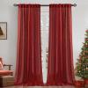 MIULEE Linen Curtains 96 Inch Length for Living Room 2 Panels, Hunter Green Back Tab Pocket Light Filtering Semi Sheer Soft Linen Emerald Dark Green Christmas Drapes Farmhouse Boho Curtain for Bedroom(Red)
