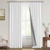 MIULEE Linen Pinch Pleated 100% Blackout Curtains for Bedroom 105 Inch Long 3 Panels Set- Back Tab Track Beige Thermal Insulated Cream Black Out Triple Pleat Room Darkening Drapes with Hooks, Greige(White)
