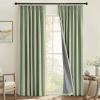 MIULEE Linen Pinch Pleated 100% Blackout Curtains for Bedroom 105 Inch Long 3 Panels Set- Back Tab Track Beige Thermal Insulated Cream Black Out Triple Pleat Room Darkening Drapes with Hooks, Greige(Sage Green)