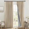 MIULEE Linen Pinch Pleated 100% Blackout Curtains for Bedroom 105 Inch Long 3 Panels Set- Back Tab Track Beige Thermal Insulated Cream Black Out Triple Pleat Room Darkening Drapes with Hooks, Greige(Oatmeal)