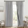 MIULEE Linen Pinch Pleated 100% Blackout Curtains for Bedroom 105 Inch Long 3 Panels Set- Back Tab Track Beige Thermal Insulated Cream Black Out Triple Pleat Room Darkening Drapes with Hooks, Greige(Light Grey)